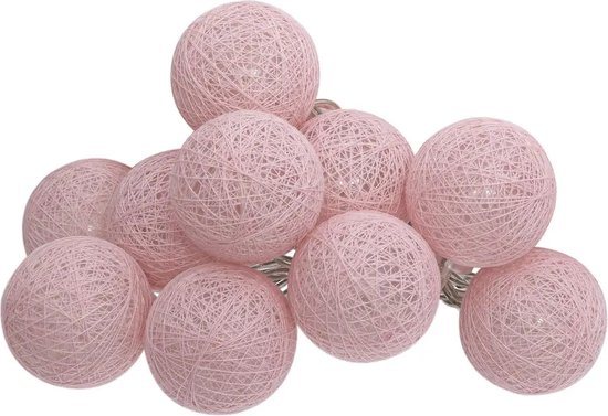 Atmosphera LED Slinger 10 Bollen diameter 4 cm - Lichtroze - Op Batterijen - Binnen - 10 LED-bollen - Zacht lichtroze - Flexibel en makkelijk op te hangen
