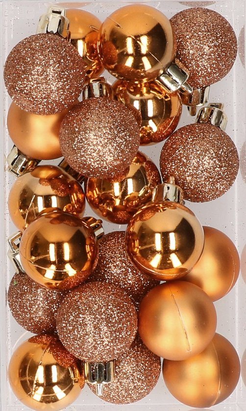 Cosy & Trendy Kleine kerstballen - koper - D3 cm - kunststof - mat/glans/glitter - kerstversiering
