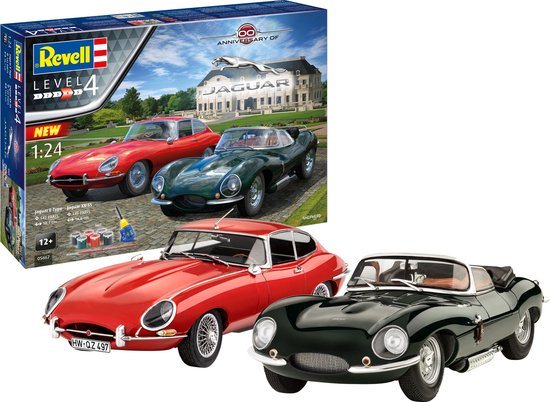 Revell Modelbouwpakket Auto - 05667 Jaguar Cars 100th Anniversary - Gift Set Plastic - 1:24 - Modelbouw