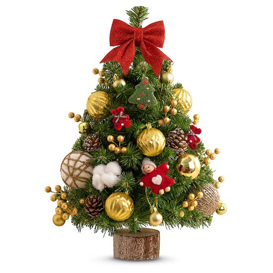 Happy Holidayz Kerstboom Met Accessoires - 60 cm - Kunstkerstboom Met Kerstballen Kerst - Kerstversiering - Kerstdecoratie - Mini Kerstboom met Kerstboomversiering