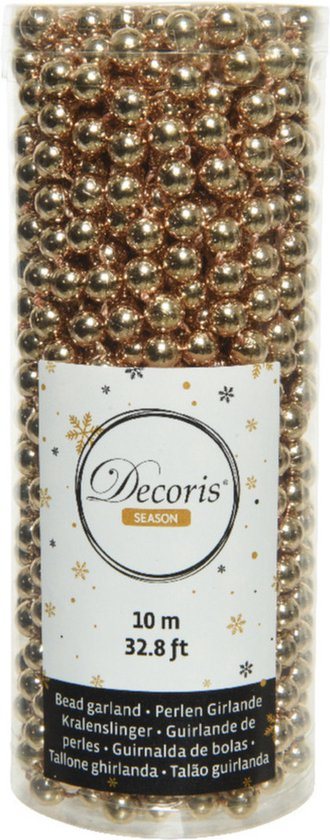 Decoris kralenslingers kerstboom - slingers - guirlandes - kaneel bruin - 10 meter - kunststof