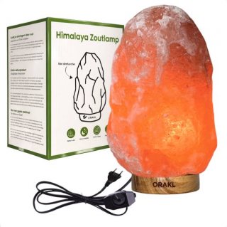 Dimbare Himalaya Zoutlamp Aura - 6-8 KG en ca. 28 cm - Nachtlamp - Tafellamp - Cadeauverpakking