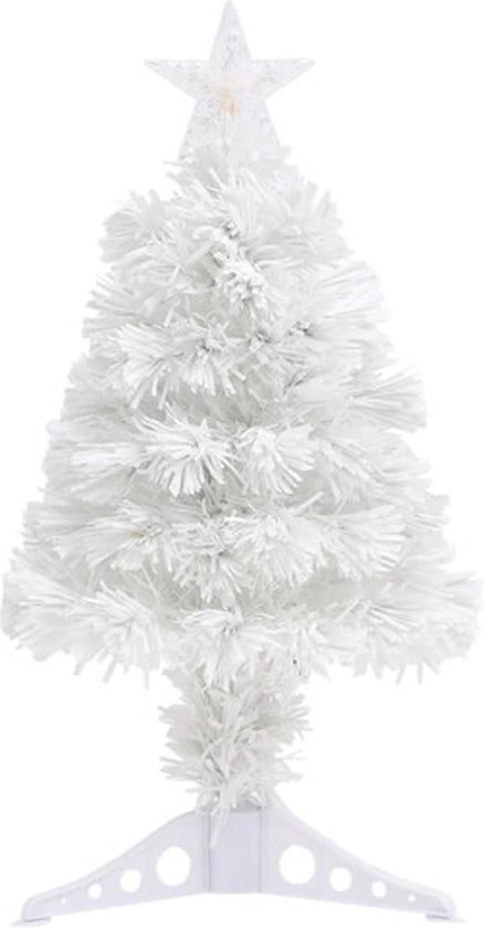 vidaXL - Kunstkerstboom - met - verlichting - 64 - cm - glasvezel - wit