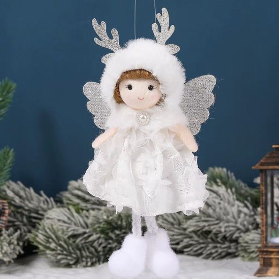 Kersthanger | Kerstbal - Kerstengeltje - Kerstversiering - kerstboomversiering voor binnen - Kerstboom engel - 1 stuks - Wit