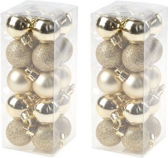 40x stuks kleine kunststof kerstballen goud 3 cm mat/glans/glitter - Onbreekbare plastic kerstballen - Kerstversiering
