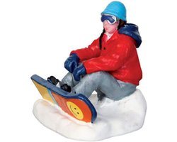 Miniatuur Figuur: Snowboarder met Ademhalingseffect voor Kerstdorp