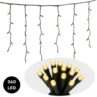 Lomera Ijspegel Verlichting - Kerstlampjes - Ijspegelverlichting - Warm Wit - 360 Led's - 12 Meter - Lichtgordijn - Binnen en Buiten - Kerstverlichting - IP44 Adapter - LED Lampjes - Lange Strengen - Raamdecoratie - Muurdecoratie