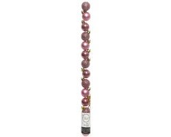 Decoris Mini kerstballen - 14x st - oudroze - D3 cm - kunststof - kerstversiering