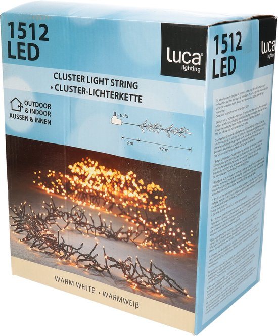 Luca Lighting Lichtsnoer Kerstverlichting - 970 cm - 1512 extra warmwitte LEDs - Voor binnen en buiten