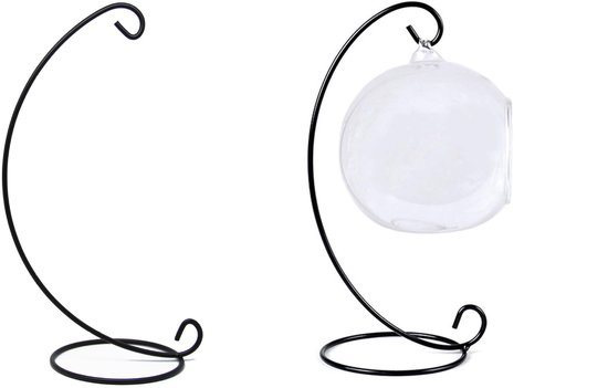 2 STUKS Sieradenrekje - Spiraalvormige Ornament Display Stand - IJzeren Hangende Standaard Rekhouder - voor het Ophangen van Glazen Bol - Luchtplant - Terrarium Heksenbal - Kerstversiering - Thuis Bruiloft Decoratie - Zwart - 23X10X10CM