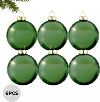 Lomera Groene Kerstballen - Glazen Kerstballen - Kerstdecoratie Glas - Kerstboom Decoratie - 8 CM Diameter - Set van 6 - Stijlvolle Kerstballen - Robuuste Kwaliteit - Traditionele Kerstdecoratie - Moderne Kerststijl