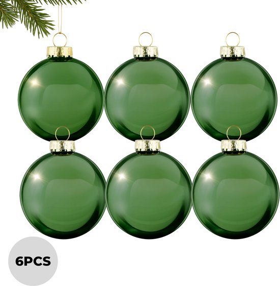 Lomera Groene Kerstballen - Glazen Kerstballen - Kerstdecoratie Glas - Kerstboom Decoratie - 8 CM Diameter - Set van 6 - Stijlvolle Kerstballen - Robuuste Kwaliteit - Traditionele Kerstdecoratie - Moderne Kerststijl