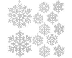 Ruhhy Set van 12 Glitter Sneeuwvlokken - Perfecte Kerstboom Decoratie