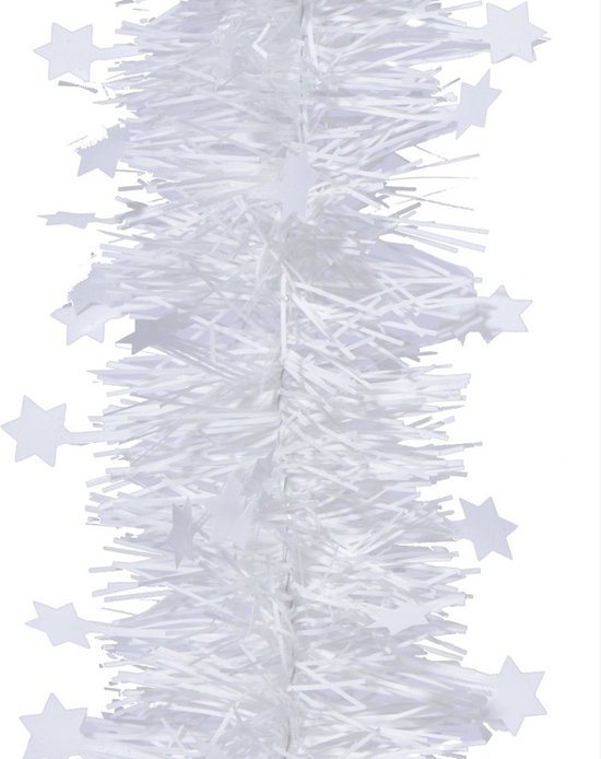 Kerstslinger - Sterren - 2 stuks - Winter wit - 10 x 270 cm - Folie lametta - Winter wit