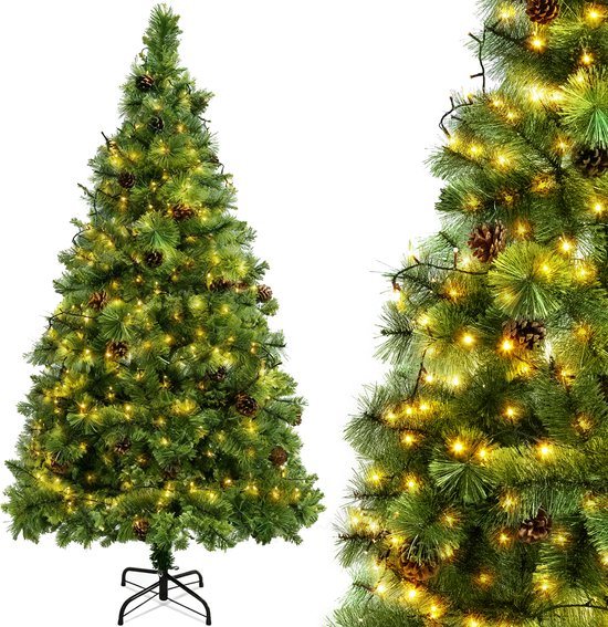Aigostar 10BZQ - Kunstkerstboom met LED Verlichting - Kerstboom - 180 CM - 300 LED-licht - Kerstboom - Metalen standaard - Groene