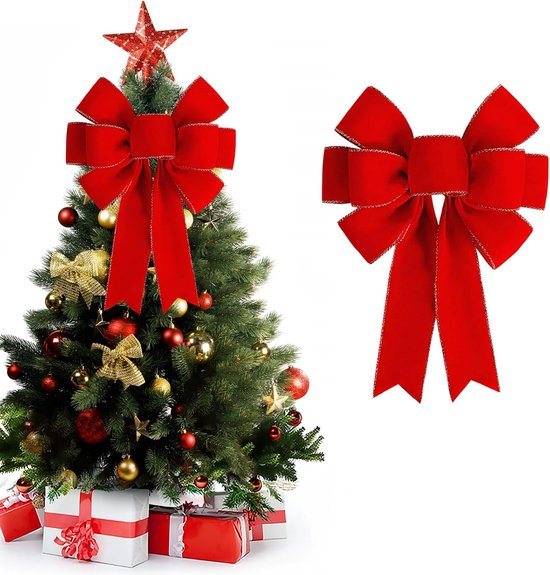 Kerststrikken - 1 stuk rode strikken - grote kerststrikken voor kerstboom - huisdecoratie - deurdecoratie