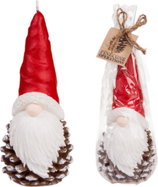 Kaars, Kerstelf Gnome , Gnoom, ca. 17 x 7,5 cm
