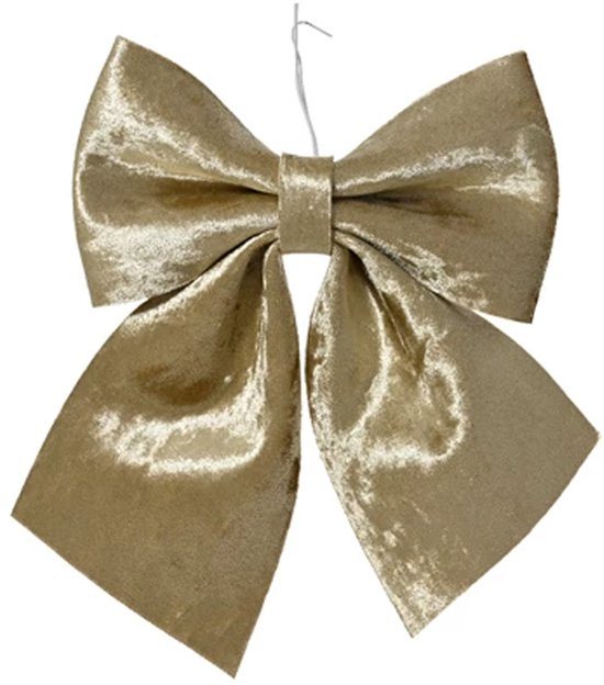 Decoris Kerstornamenten strikken - 2x - velvet creme - 12 x 13 cm - kerstboomstrikjes - kerststrikken - strikjes