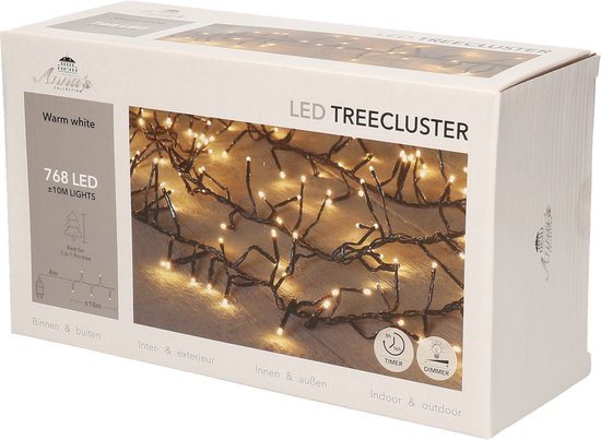 Lumineo Kerstverlichting - cluster - warm wit - timer en dimmer - 10m - binnen en buiten