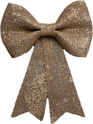 Feeric christmas Kerst strik - goud - jute - 24 cm - pailletten - kerststrikje - kerstversiering