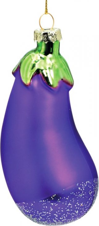Kersthanger Aubergine - 10cm - Eggplant Kerstbal - Grappige Kerstbal - Glas - Glazen Kerstbal - Kerstboomversiering -