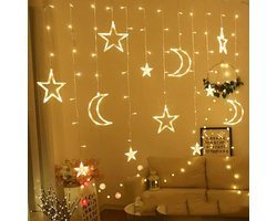 Kerstverlichting Sterren & Maan Lichtgordijn - 2,5 m - Warmwit - Voor binnen