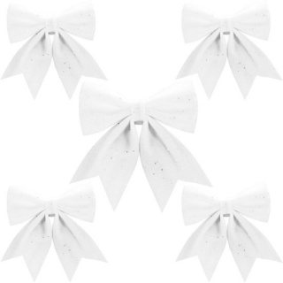 Dailygoods- Strik Glinsterend - 5 Stuks - Kerstdecoratie - 17x18 cm/21x24 cm - Hangend - Veiligheidswaarschuwing