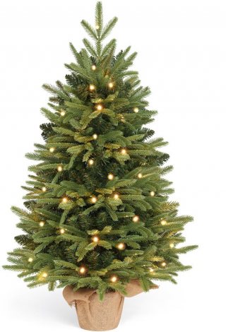 HOKEEPER Kunstkerstboom 90 cm met LED-verlichting – Groene PVC-naalden