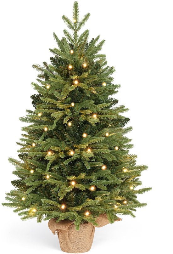 HOKEEPER Kunstkerstboom 90 cm met LED-verlichting – Groene PVC-naalden