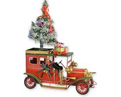 Klassieke Kerst Auto - Kerstdorp - Kerstversiering - Miniatuur Voertuig - Model Auto - Kerst Decoratie - Blik Metaal - Merry Christmas Versiering - Woondecoratie - 40x18x47