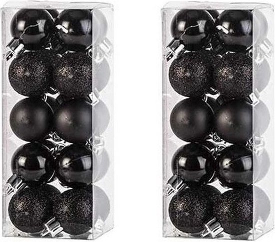 Cosy & Trendy Kerstballen mini - 40x - zwart - D3 cm - kunststof - kerstversiering - Onbreekbare plastic kerstballen