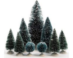 Decoris Miniatuur kerstboompjes - 9x stuks voor kerstdorp - 4-22 cm