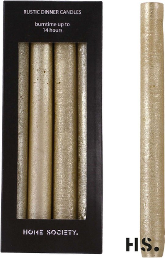 Home Society kaars - Dinner Kaarsen - Kerst kaars - Goud/Gold - 2.5 x 25 CM