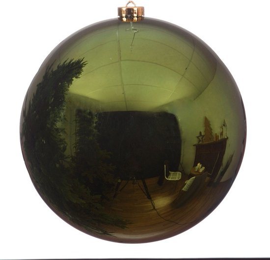 Decoris Kerstbal - donkergroen - groot - 20 cm - kunststof - glans - kerstversiering
