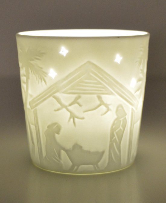 Kerst theelicht houder beker porselein | Kerststal |diameter 6 cm