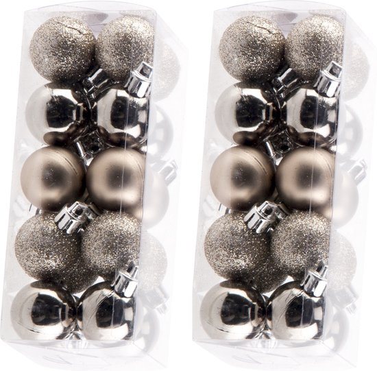 Cosy & Trendy Kleine kerstballen - 40x st champagne - D3 cm - kunststof - kerstversiering