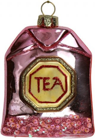 HD Collection glazen kerst ornament kersthanger theezakje roze 9 cm