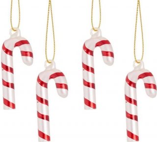 Mini kersthangers candycane kerstbal set van 4 - Sass & Belle