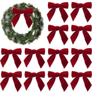 12 stuks Kerststrikken - Kerstboomstrik - Kerstboom versieringen - Kerstversiering - Kerst decoraties - Christmas - Kerstdecoratie voor binnen - Geschikt voor kerstfeestjes - Rood