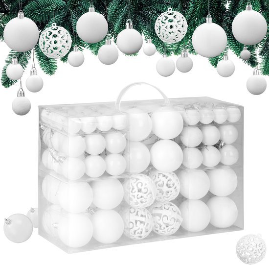 Casaria Kerstballen - Set van 100 Mat Glanzend 3 4 6cm - Wit