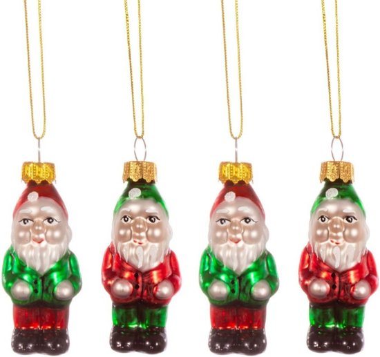 Mini kabouter kerstbal (set4) - Sass & Belle