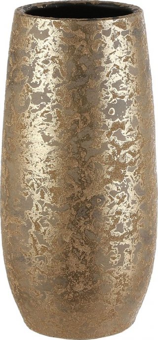 Mica Decorations Plantenpot/bloemenvaas van keramiek - flakes goud print - 35 x 17 cm - Hoge pot
