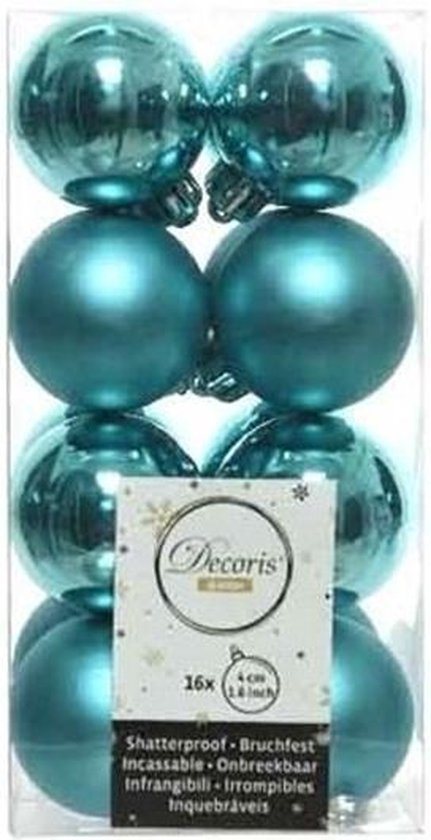 Decoris kerstballen - 16 stuks - 4cm - kunststof
