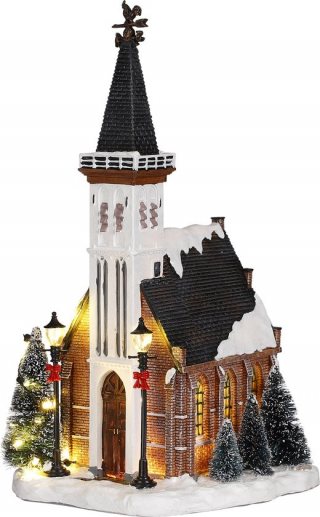 LuVille Kerstdorp Miniatuur Kerk - L15 x B17 x H31 cm