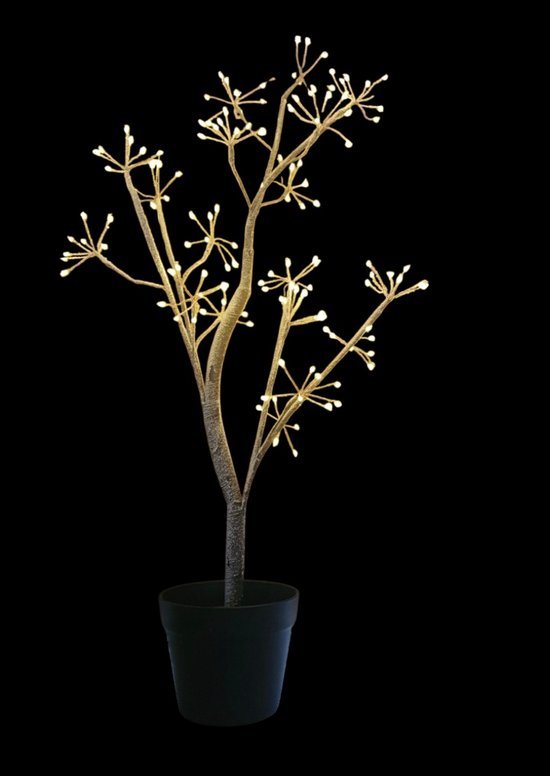 Luca Lighting Boom in pot bruin classic wit twinkly, 144LED IP44 timer adapter H90 x D25-35cm