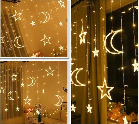 Lichtendirect- Lichtslinger- Kerstverlichting- Ster-Maan- 3.5 Meter 138 LED- Sfeer Verlichting-Lichtsnoer voor binnen - Ramadan-Suikerfeest