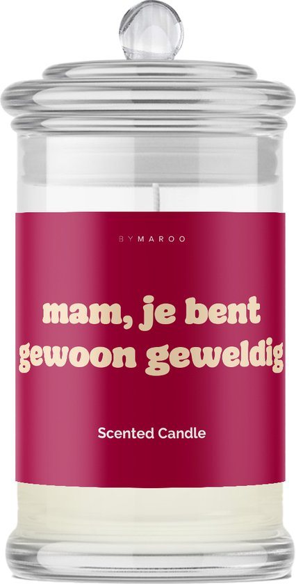 Mama je bent Geweldig - Grappige Geurkaars Cadeau voor Vrouw - Verjaardag Cadeau mama, vrouwen, moeder, vriendin - Geschenkset - Geurkaars in Glas met Tekst - Happy Birthday Verwenpakket Vrouw - Cadeautje voor haar volwassenen