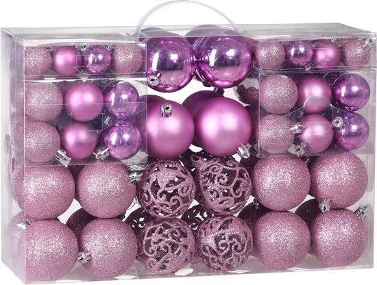 Casaria Kerstballen - Set van 100 Mat Glanzend Ø 3 4 6cm - Roze