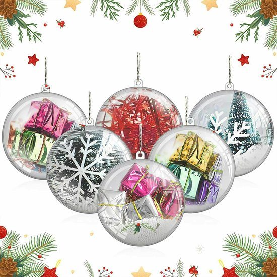 Uten Kerstballen Plastic - 20 Kunststof Kerstballen - Ø 8cm - Transparante - Diy kerstbal - Voor Halloween, Kerst, Verjaardag, Feesten, Bruiloft, Home Versiering Ballen