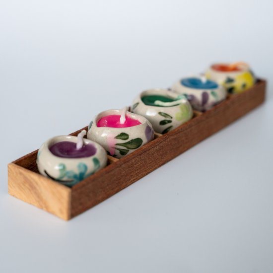 Cadeau set mini kaarsjes in stenen hartjes pot, cadeau idee verjaardag, Moederdag, Kerstcadeau